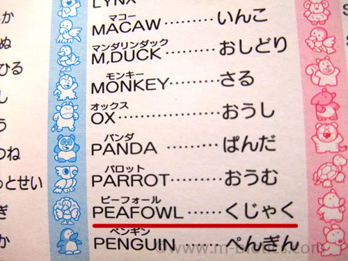 たべっ子どうぶつ くじゃく