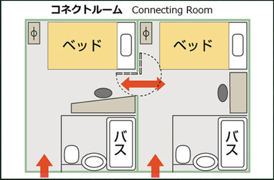 福井マンテンホテル駅前　コネクトルーム 間取り図