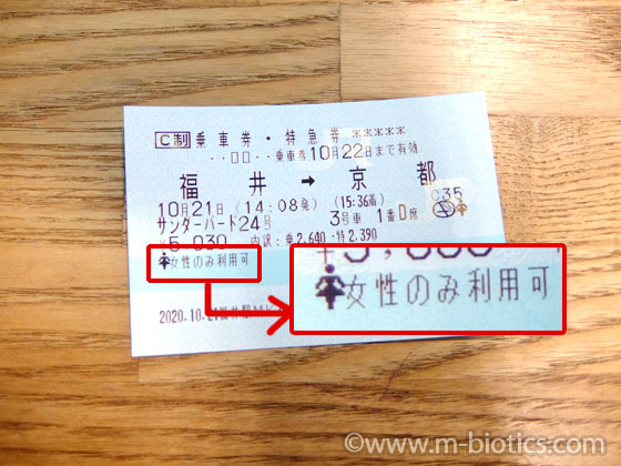 サンダーバード 女性専用席
