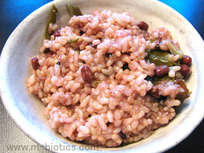黒米と小豆入り玄米ご飯（スーパー活力なべ使用）　マクロビオティック料理