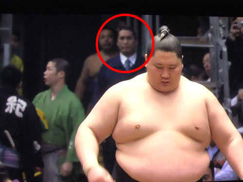 豊真将　立田川親方　警備員