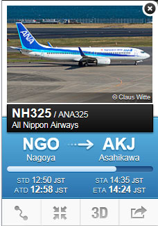 フライトレーダー24　旭川空港
