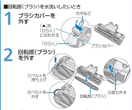 パナソニック　掃除機　回転部　ブラシ　分解　掃除