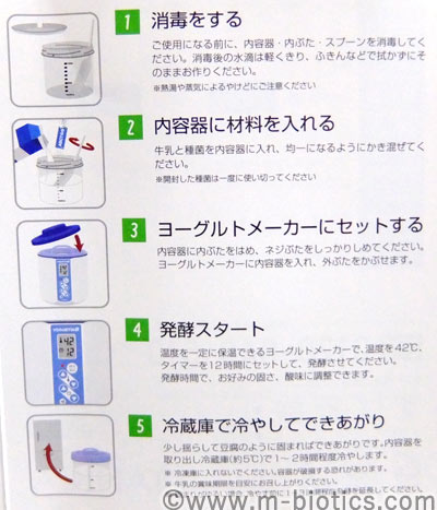 ABCT種菌　タニカ　ヨーグルトの作り方の説明
