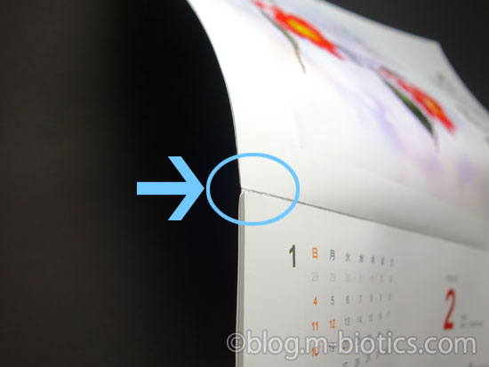 日本テクノ　エコカレンダー　接合部　のり付け